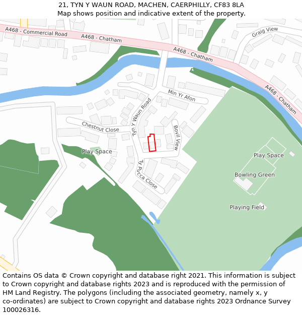 21, TYN Y WAUN ROAD, MACHEN, CAERPHILLY, CF83 8LA: Location map and indicative extent of plot