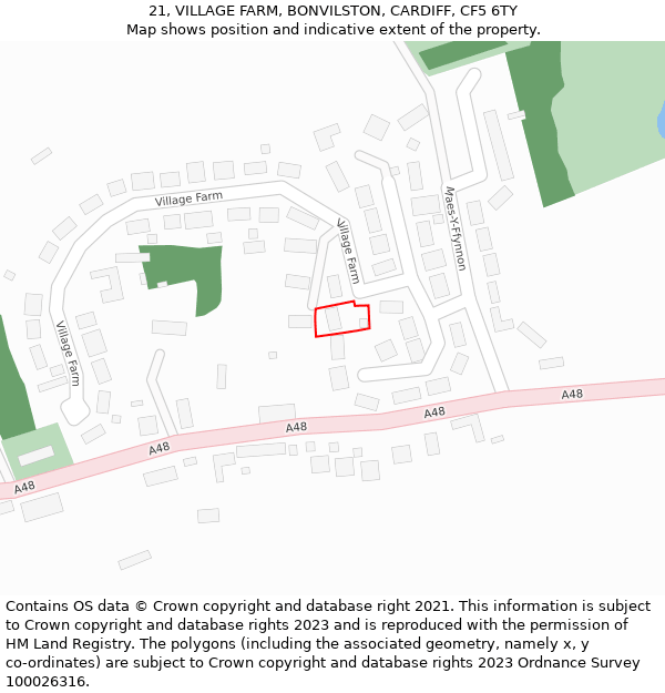 21, VILLAGE FARM, BONVILSTON, CARDIFF, CF5 6TY: Location map and indicative extent of plot