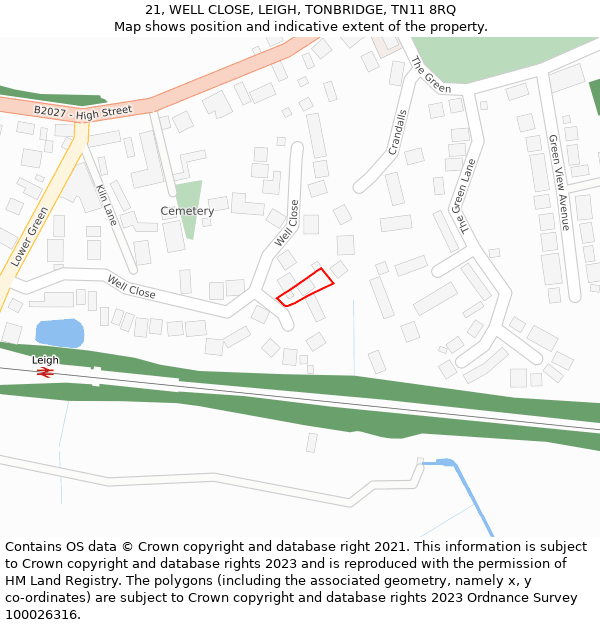 21, WELL CLOSE, LEIGH, TONBRIDGE, TN11 8RQ: Location map and indicative extent of plot