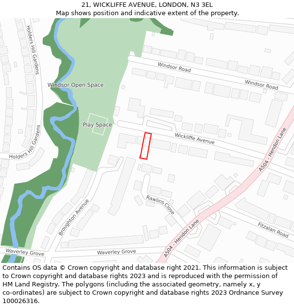 21, WICKLIFFE AVENUE, LONDON, N3 3EL: Location map and indicative extent of plot