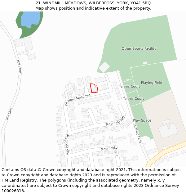21, WINDMILL MEADOWS, WILBERFOSS, YORK, YO41 5RQ: Location map and indicative extent of plot