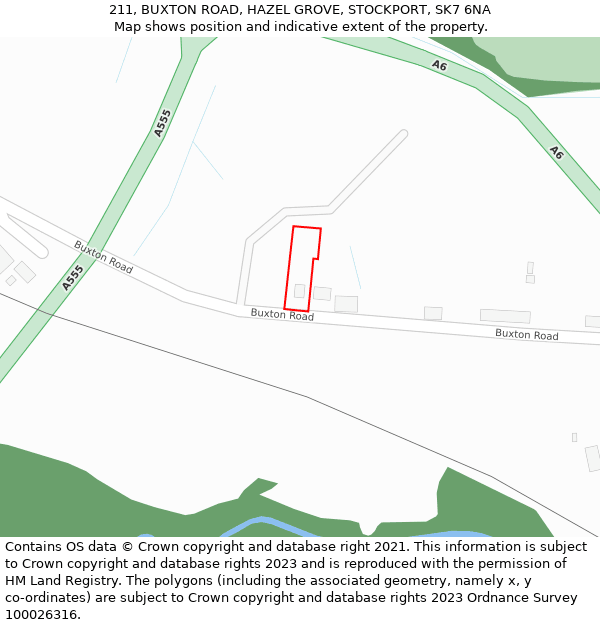 211, BUXTON ROAD, HAZEL GROVE, STOCKPORT, SK7 6NA: Location map and indicative extent of plot