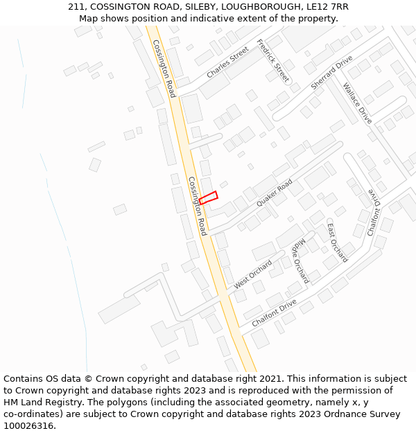 211, COSSINGTON ROAD, SILEBY, LOUGHBOROUGH, LE12 7RR: Location map and indicative extent of plot
