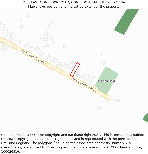 211, EAST GOMELDON ROAD, GOMELDON, SALISBURY, SP4 6NA: Location map and indicative extent of plot