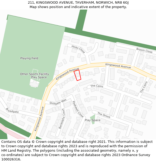 211, KINGSWOOD AVENUE, TAVERHAM, NORWICH, NR8 6GJ: Location map and indicative extent of plot
