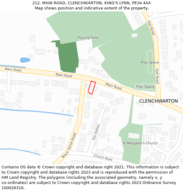 212, MAIN ROAD, CLENCHWARTON, KING'S LYNN, PE34 4AA: Location map and indicative extent of plot