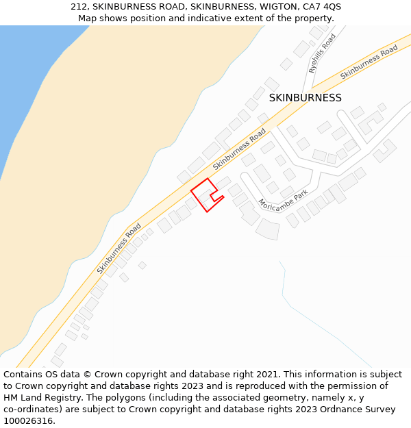 212, SKINBURNESS ROAD, SKINBURNESS, WIGTON, CA7 4QS: Location map and indicative extent of plot