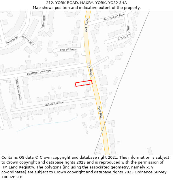 212, YORK ROAD, HAXBY, YORK, YO32 3HA: Location map and indicative extent of plot