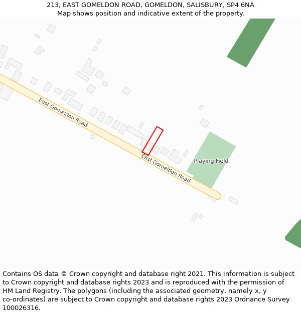 213, EAST GOMELDON ROAD, GOMELDON, SALISBURY, SP4 6NA: Location map and indicative extent of plot