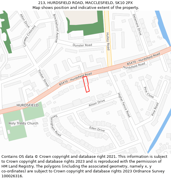 213, HURDSFIELD ROAD, MACCLESFIELD, SK10 2PX: Location map and indicative extent of plot