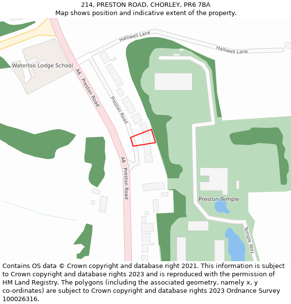 214, PRESTON ROAD, CHORLEY, PR6 7BA: Location map and indicative extent of plot