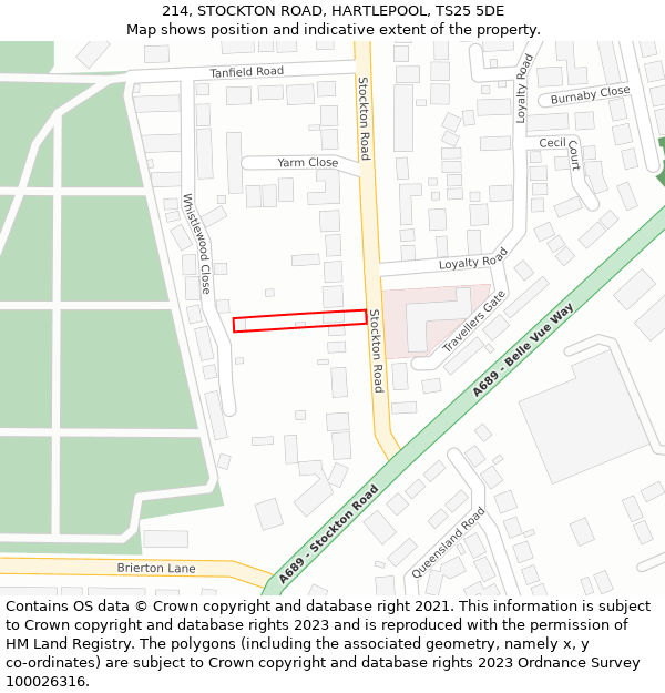 214, STOCKTON ROAD, HARTLEPOOL, TS25 5DE: Location map and indicative extent of plot