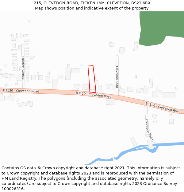 215, CLEVEDON ROAD, TICKENHAM, CLEVEDON, BS21 6RX: Location map and indicative extent of plot