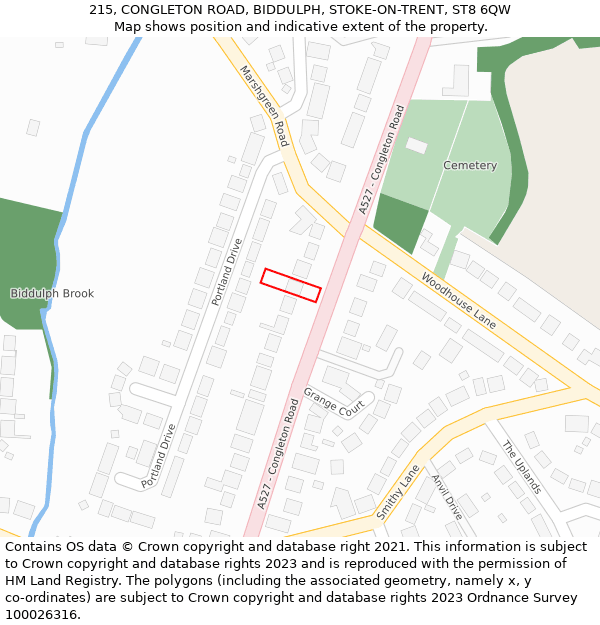 215, CONGLETON ROAD, BIDDULPH, STOKE-ON-TRENT, ST8 6QW: Location map and indicative extent of plot