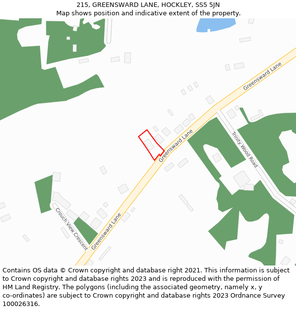 215, GREENSWARD LANE, HOCKLEY, SS5 5JN: Location map and indicative extent of plot