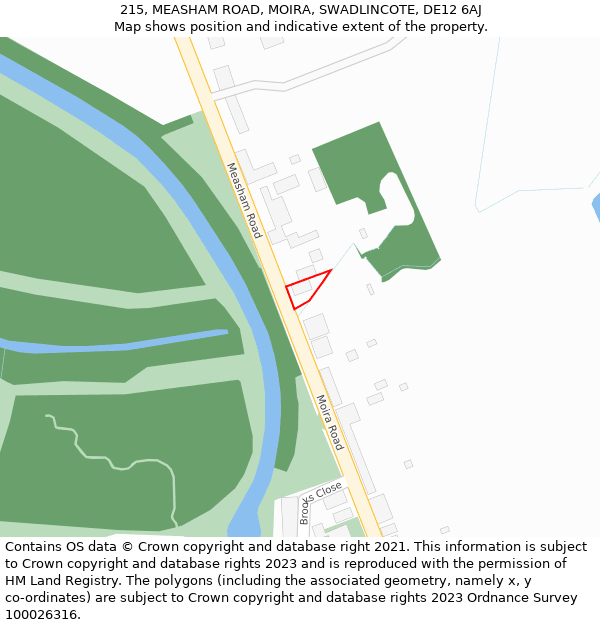 215, MEASHAM ROAD, MOIRA, SWADLINCOTE, DE12 6AJ: Location map and indicative extent of plot