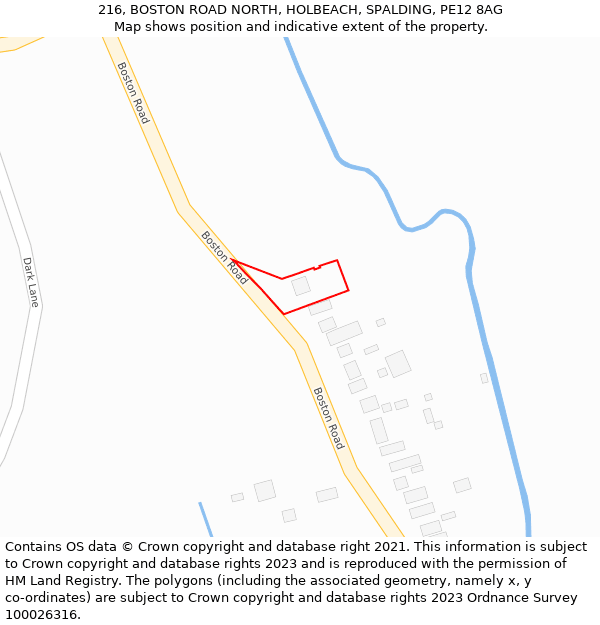 216, BOSTON ROAD NORTH, HOLBEACH, SPALDING, PE12 8AG: Location map and indicative extent of plot