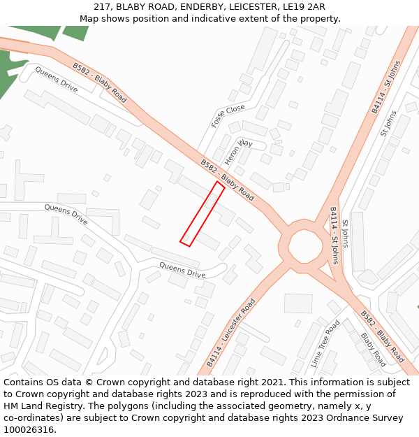 217, BLABY ROAD, ENDERBY, LEICESTER, LE19 2AR: Location map and indicative extent of plot