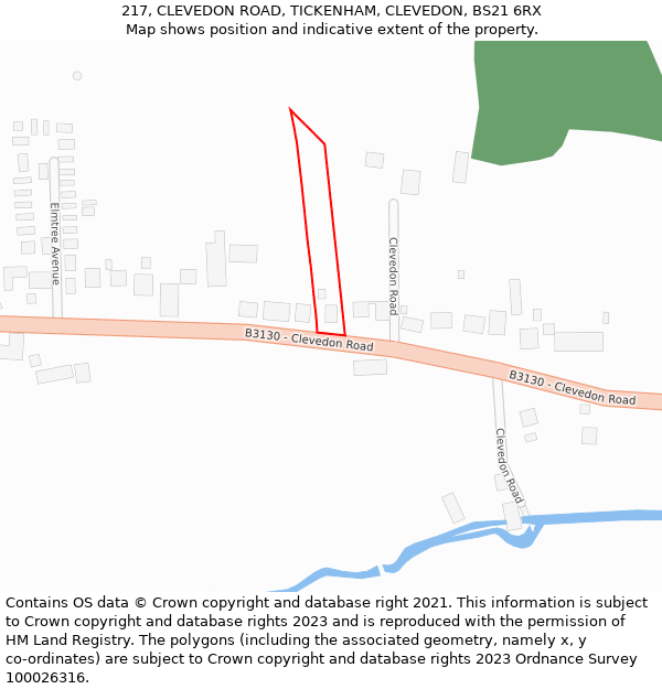 217, CLEVEDON ROAD, TICKENHAM, CLEVEDON, BS21 6RX: Location map and indicative extent of plot