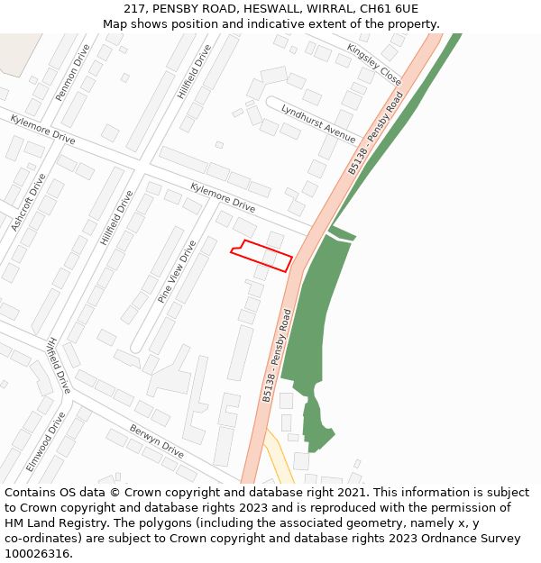 217, PENSBY ROAD, HESWALL, WIRRAL, CH61 6UE: Location map and indicative extent of plot