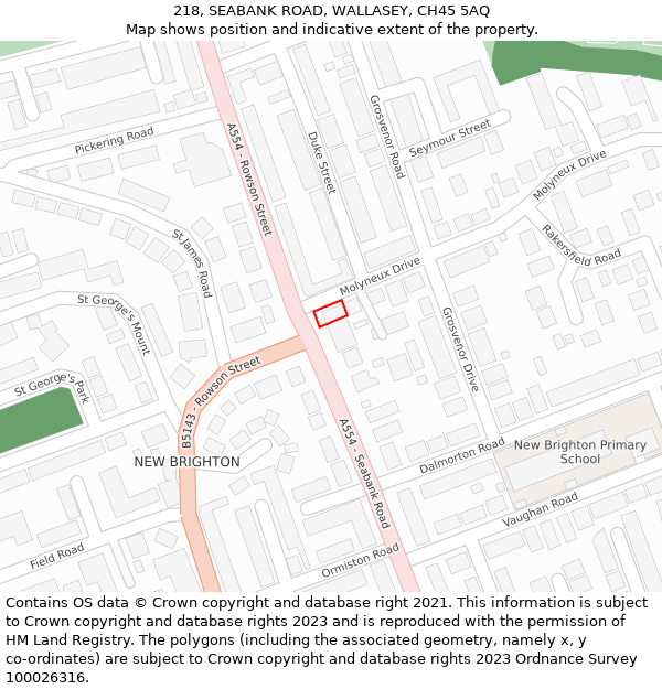 218, SEABANK ROAD, WALLASEY, CH45 5AQ: Location map and indicative extent of plot