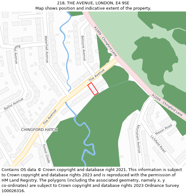 218, THE AVENUE, LONDON, E4 9SE: Location map and indicative extent of plot