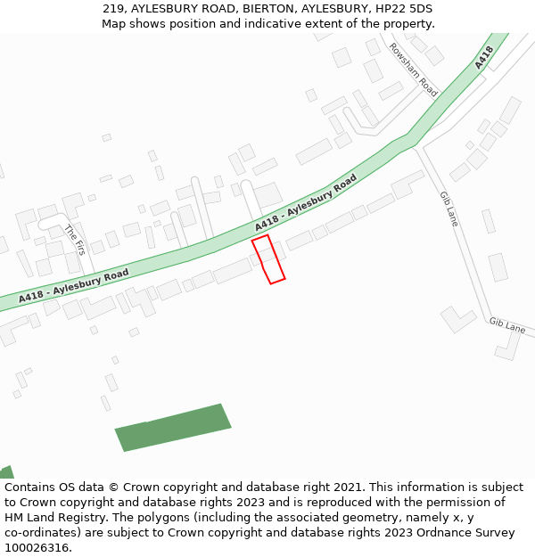 219, AYLESBURY ROAD, BIERTON, AYLESBURY, HP22 5DS: Location map and indicative extent of plot