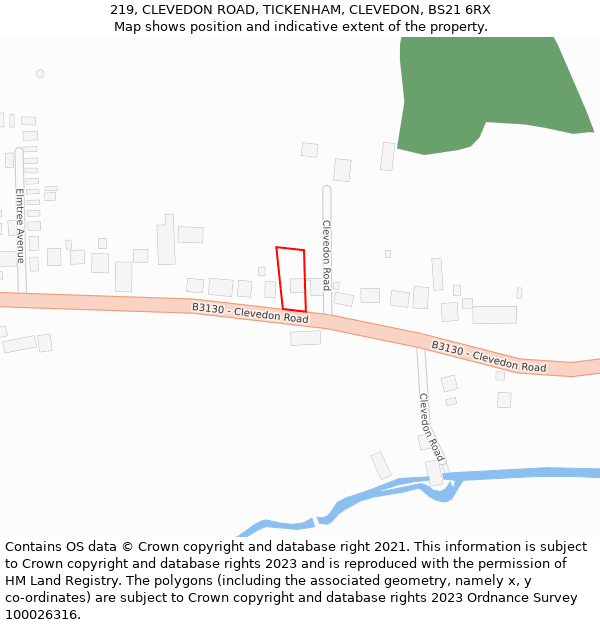 219, CLEVEDON ROAD, TICKENHAM, CLEVEDON, BS21 6RX: Location map and indicative extent of plot