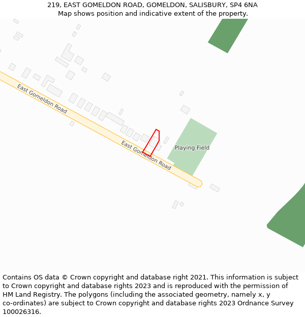219, EAST GOMELDON ROAD, GOMELDON, SALISBURY, SP4 6NA: Location map and indicative extent of plot