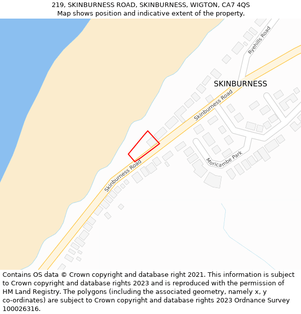 219, SKINBURNESS ROAD, SKINBURNESS, WIGTON, CA7 4QS: Location map and indicative extent of plot