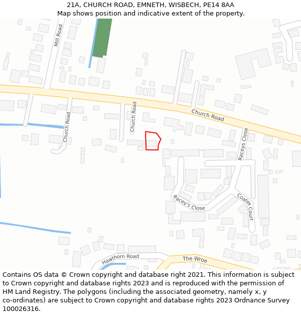 21A, CHURCH ROAD, EMNETH, WISBECH, PE14 8AA: Location map and indicative extent of plot