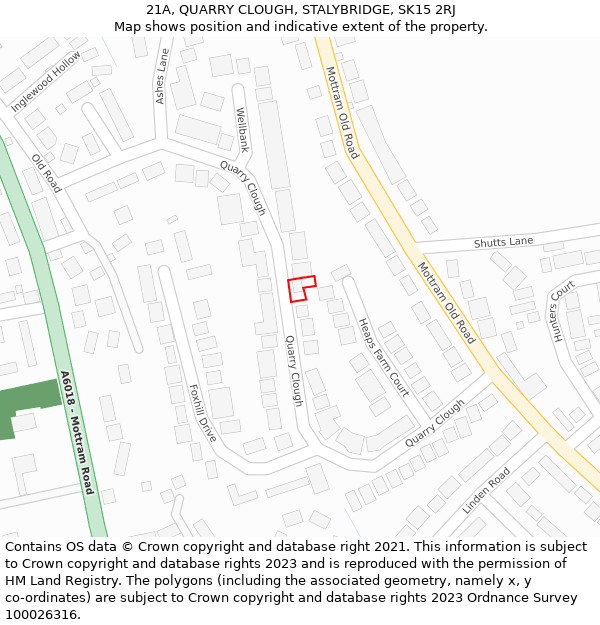 21A, QUARRY CLOUGH, STALYBRIDGE, SK15 2RJ: Location map and indicative extent of plot