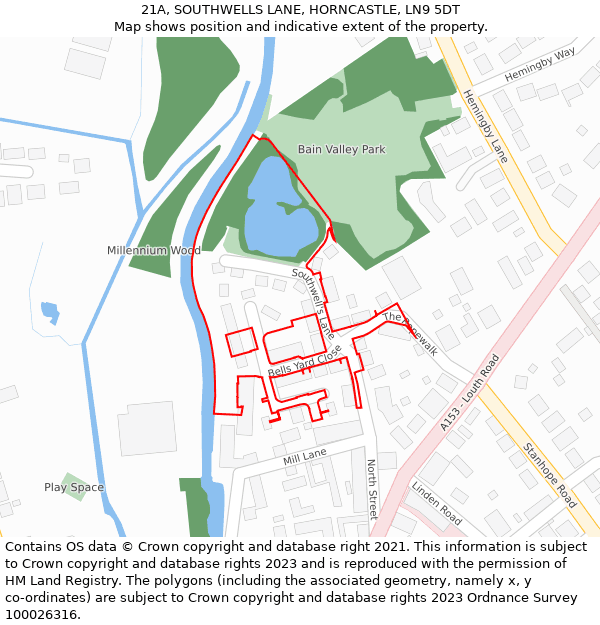 21A, SOUTHWELLS LANE, HORNCASTLE, LN9 5DT: Location map and indicative extent of plot