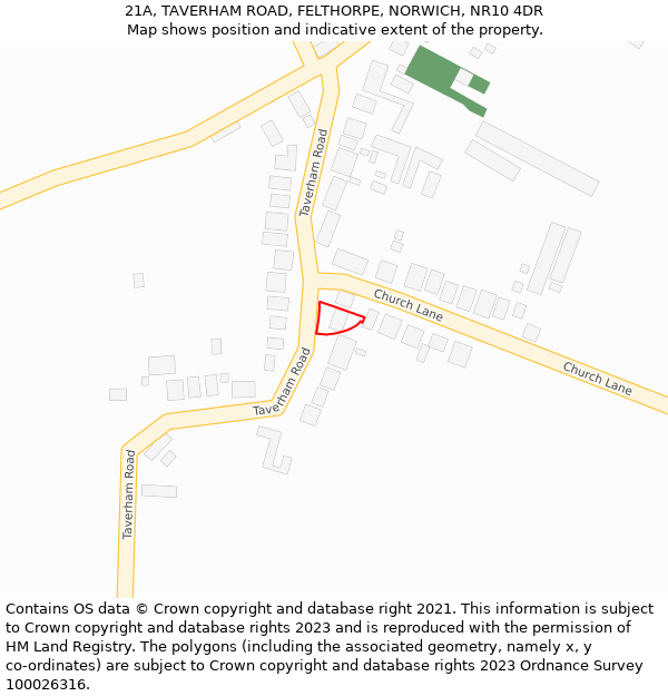 21A, TAVERHAM ROAD, FELTHORPE, NORWICH, NR10 4DR: Location map and indicative extent of plot