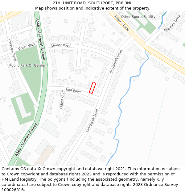 21A, UNIT ROAD, SOUTHPORT, PR8 3NL: Location map and indicative extent of plot