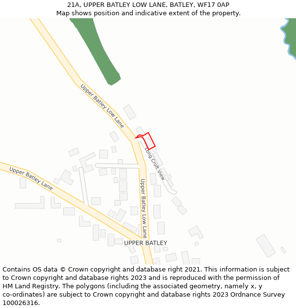 21A, UPPER BATLEY LOW LANE, BATLEY, WF17 0AP: Location map and indicative extent of plot