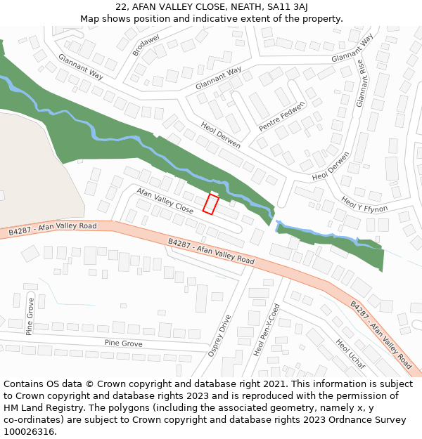 22, AFAN VALLEY CLOSE, NEATH, SA11 3AJ: Location map and indicative extent of plot