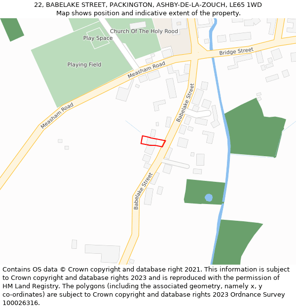 22, BABELAKE STREET, PACKINGTON, ASHBY-DE-LA-ZOUCH, LE65 1WD: Location map and indicative extent of plot
