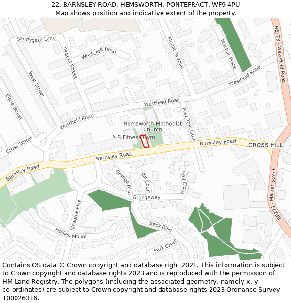 22, BARNSLEY ROAD, HEMSWORTH, PONTEFRACT, WF9 4PU: Location map and indicative extent of plot