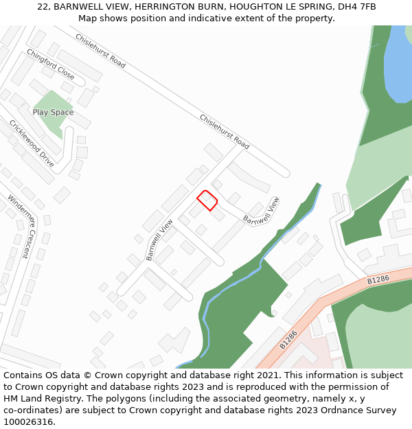 22, BARNWELL VIEW, HERRINGTON BURN, HOUGHTON LE SPRING, DH4 7FB: Location map and indicative extent of plot