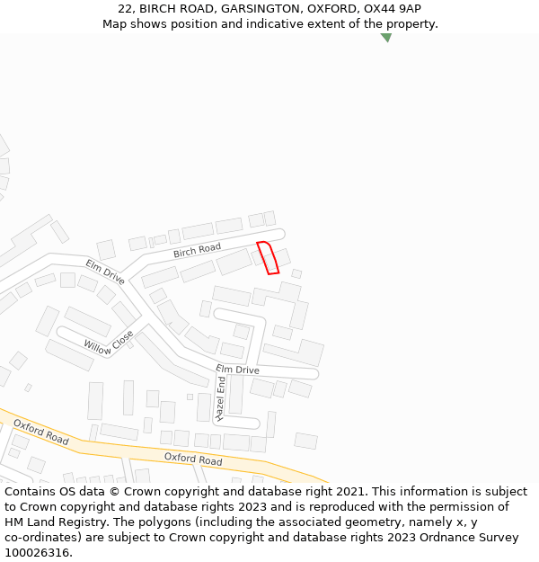 22, BIRCH ROAD, GARSINGTON, OXFORD, OX44 9AP: Location map and indicative extent of plot