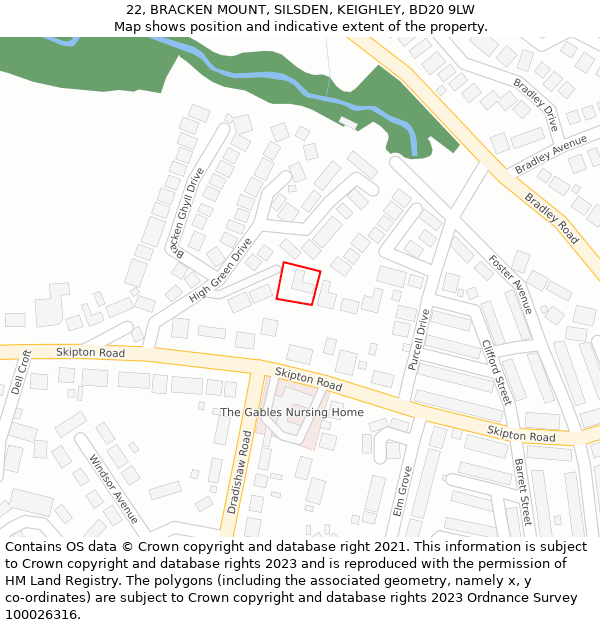 22, BRACKEN MOUNT, SILSDEN, KEIGHLEY, BD20 9LW: Location map and indicative extent of plot