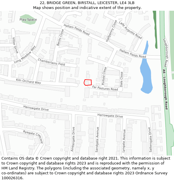 22, BRIDGE GREEN, BIRSTALL, LEICESTER, LE4 3LB: Location map and indicative extent of plot