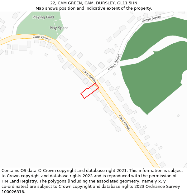 22, CAM GREEN, CAM, DURSLEY, GL11 5HN: Location map and indicative extent of plot