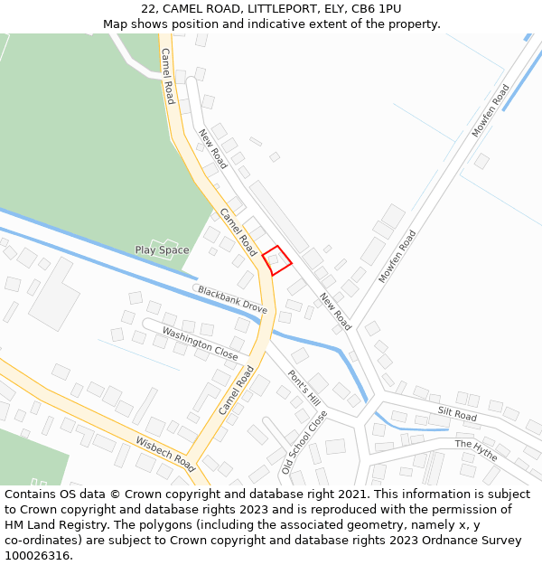 22, CAMEL ROAD, LITTLEPORT, ELY, CB6 1PU: Location map and indicative extent of plot