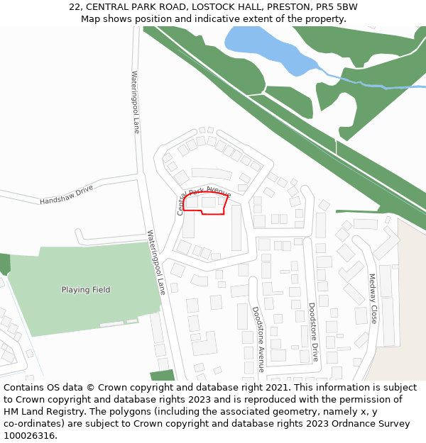 22, CENTRAL PARK ROAD, LOSTOCK HALL, PRESTON, PR5 5BW: Location map and indicative extent of plot