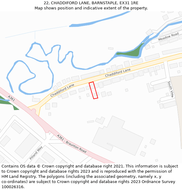 22, CHADDIFORD LANE, BARNSTAPLE, EX31 1RE: Location map and indicative extent of plot