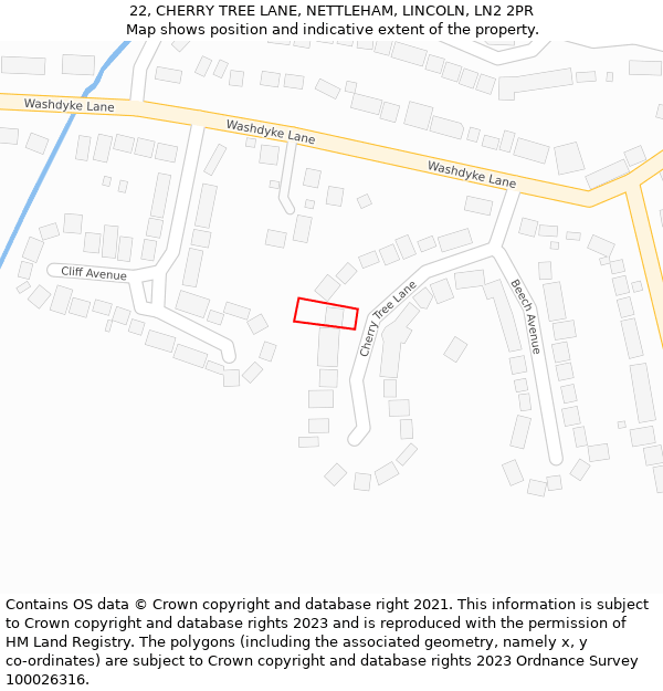 22, CHERRY TREE LANE, NETTLEHAM, LINCOLN, LN2 2PR: Location map and indicative extent of plot