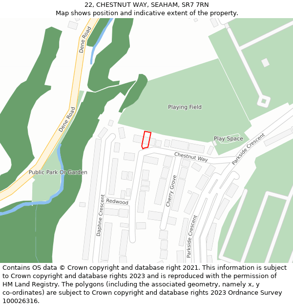 22, CHESTNUT WAY, SEAHAM, SR7 7RN: Location map and indicative extent of plot