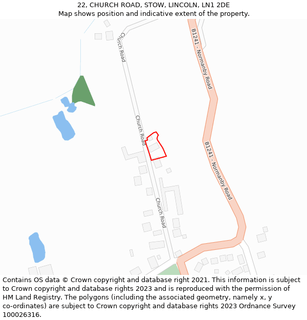 22, CHURCH ROAD, STOW, LINCOLN, LN1 2DE: Location map and indicative extent of plot